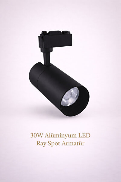 Ev360 30W Alüminyum LED Ray Spot Armatür Siyah Kasa 3000K Gün Işığı Mağaza Vi...