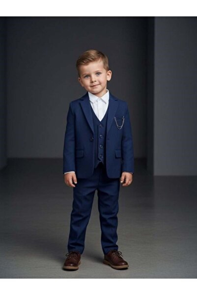 Zekids Αγορίστικο κοστούμι στενής γραμμής 3 τεμαχίων (Σακάκι + Γιλέκο + Παντε...