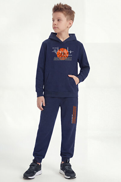 FYK KİDS Set de trening pentru băieți cu glugă, buzunar cangur și imprimeu de...