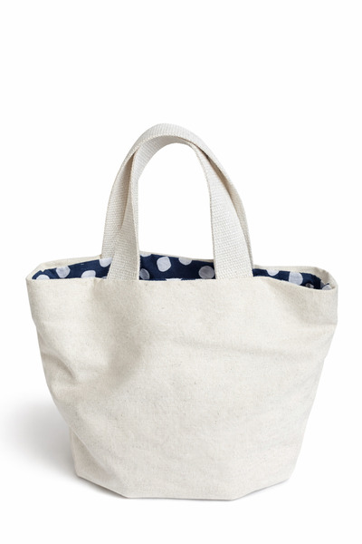 Puledro Minimal Canvas El Çantası Puantiyeli Astar Tote Çanta