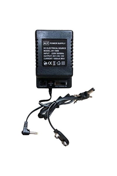 Aly 3V-12V 3000mA Çok Uçlu Kademeli Adaptör - Üniversal Ayarlanabilir Güç Kay...