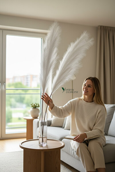 YAPAY ÇİÇEKÇİNİZ 120 cm Yapay Pampas Otu 3’lü Set – Dökülmeyen, Premium Kalit...