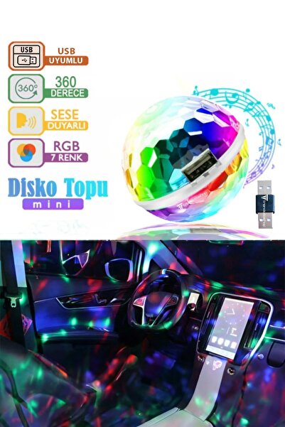 Sese Harekete Duyarlı Çıkarılabilir Usb Rgb Ledli Disco Topu 360 Derece Yuvarlak