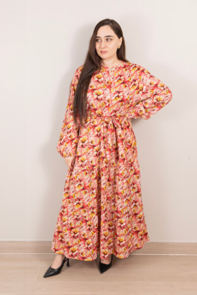 LINELLE Rust Red Floral Tiered Maxi Dress