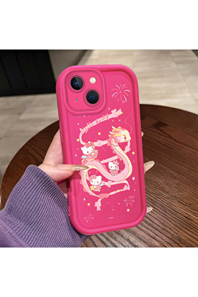 ARTISHELL iPhone 15 Uyumlu Pembe Ejderha HelloKitty Telefon Kılıfı