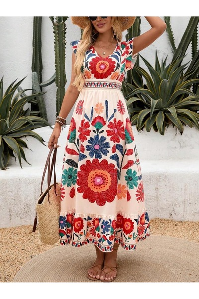 Iuliashop Rochie midi multicoloră Paula - M