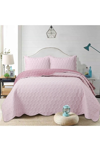 LALHOME Perla Çift Kişilik Yatak Örtüsü Seti 240x260cm - Volanlı 2 Yastıklı %...