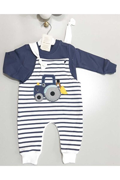 Sönmez Baby TRACTOR FARMY ÇİZGİLİ SALOPET TULUM VE BLUZ İKİLİ BEBE TAKIM