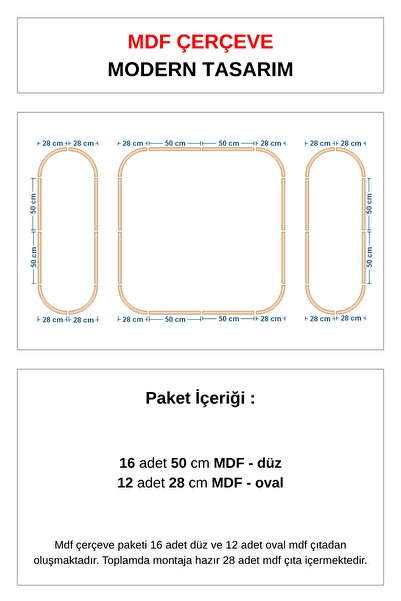 DİECOR Modern Dekoratif Oval Ahşap Duvar Paneli Seti – Montaja Hazır Kendin Yap Boyanabilir MDF Kiti