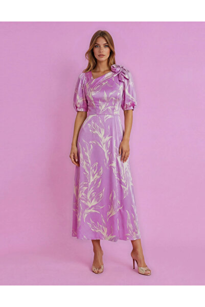 Vessmary Λιλά σατέν φόρεμα κοκτέιλ VSM0989