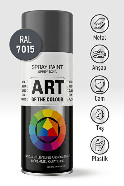 Badem10 RAL7015 Gri Prof. Sprey Boya Metal Ahşap Taş Plastik ve Cam Yüzeylere...