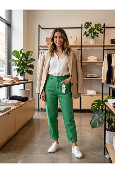 OwenLife REEPİ Τζιν Στυλ Boyfriend με Ελαστική Μέση, Ψηλόμεσο, Πλήρης Εφαρμογ...