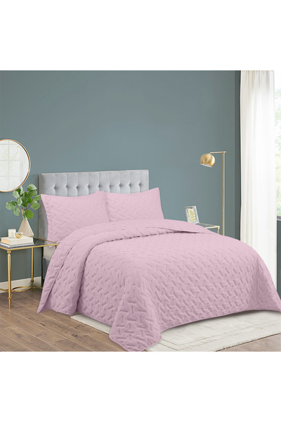LALHOME طقم غطاء سرير مزدوج ميلينا 260x240 سم - مع كشكشة و2 وسادة 100% بوليست...
