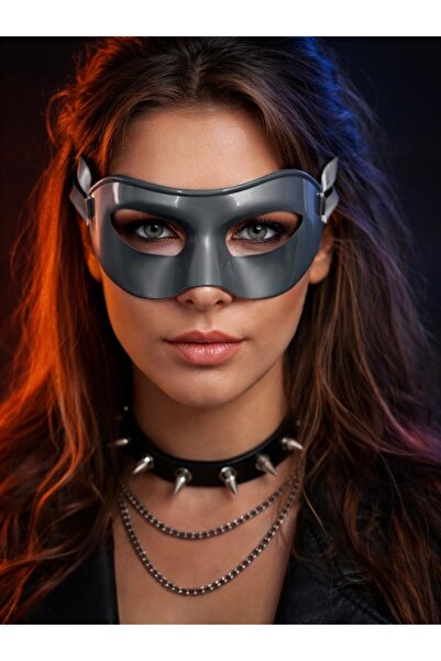 PARTİPORT Gri Maske Yetişkin Parti Maskesi Balo Halloween Maske