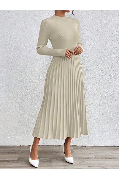 Iuliashop Rochie midi tricotată Erika bej - M