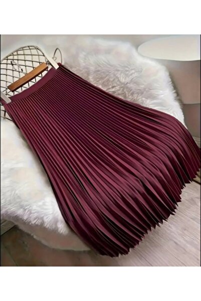 Bahar Altundemir تنورة نسائية طويلة من الجلد ذات مظهر مطوي، تنورة طويلة ذات م...