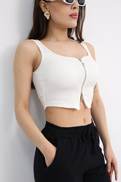Dut Store Ön Fermuarlı Fit Crop Atlet