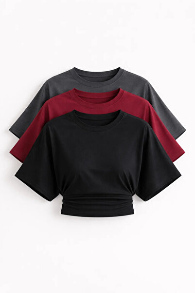 COMBİNE MİCHAİL Γυναικεία μπλούζα με μανίκια νυχτερίδα, βασική, στενή, 3 τεμα...