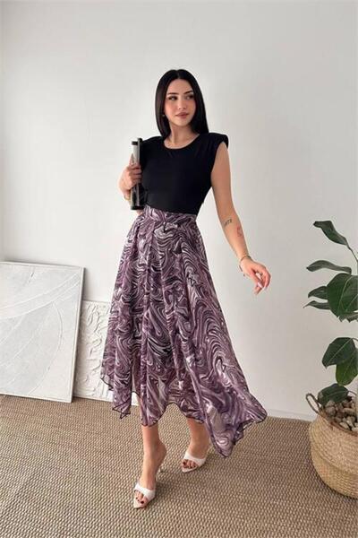 Neşeli Butik Γυναικείο φόρεμα με μοντέρνα κοπή, ασύμμετρη εφαρμογή, μαρμάρινο...