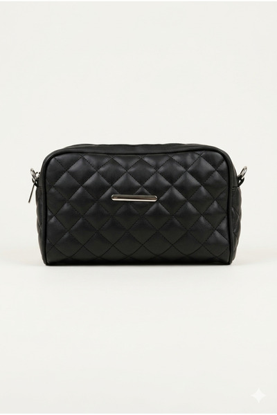 vattara Μαύρη γυναικεία τσάντα με καπιτονέ λουράκι