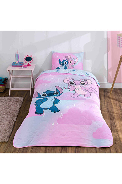 Taç طقم غطاء سرير مفرد لامع مرخص من ديزني ستيتش