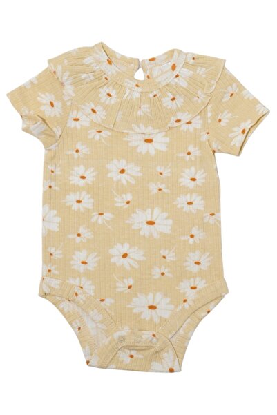Bambimici - Daisy Flower Print Short Sleeve Bodysuit - 3M to 12M
