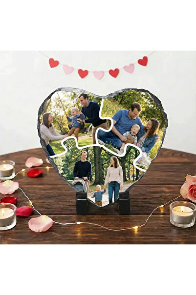 peGiftuiala Placă Ardezie Inimă - Puzzle Personalizată cu Poze