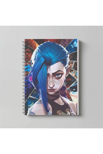 nihonwosekai Arcane Jinx LoL Anime Caiet spiralat A4 pentru băieți, 60 de foi