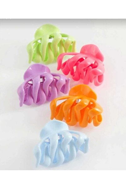 Mixed 15 Pieces PASTEL Color Octopus Latch Buckle Set - 6cm Size 90s Retro Hair Accessory