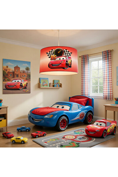 MEKTA HOME Mcqueen Desenli Kırmızı Çocuk Odası Avize