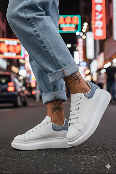 dehaine Γυναικεία sneakers MQ Λευκά με μπλε, μοντέρνα, casual, με ψηλή σόλα, 111