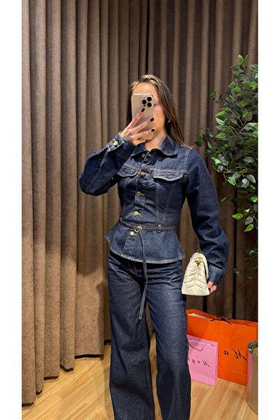 Maysa Gold Buttoned Waist-Seat Denim Suit Is Pre-Order