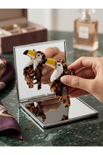 CANMODA Πολυτελής πόρπη από οξικό άλας με εμφάνιση κόκαλου και φιγούρα πουλιο...