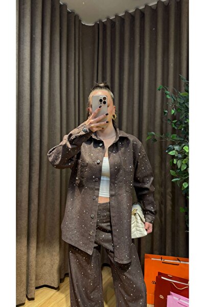 Maysa Brown Stone Embroidered Design Jacket