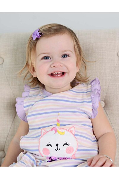 OrganicKid Merkitty Kız Bebek Çift Yönlü Pullu Kapri Tulum