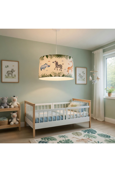 MEKTA HOME Safari ve Yapraklar Desenli Çocuk Odası Avize