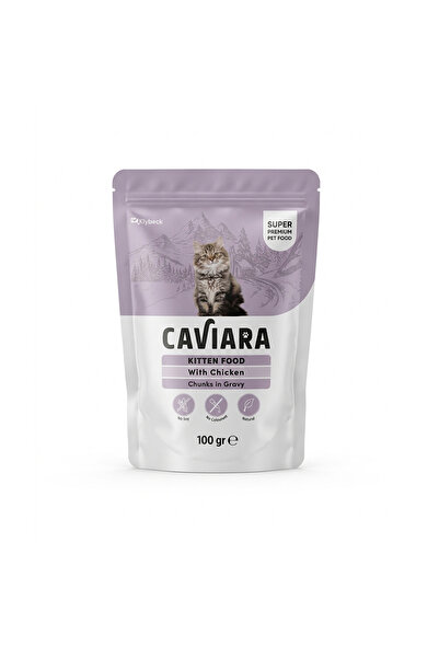 Caviara طعام القطط - قطع الدجاج في المرق (100 جرام) |   طعام رطب فائق الجودة