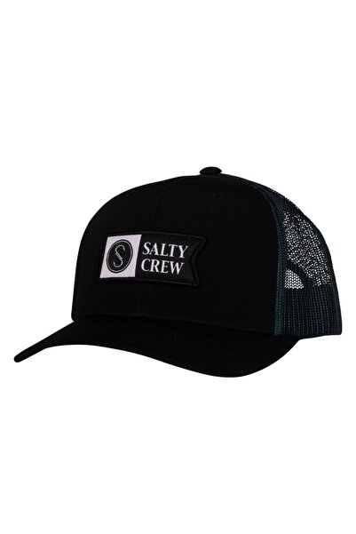 Salty Crew PINNACLE 2 ΡΕΤΡΟ ΚΑΠΕΛΟ ΤΡΑΚΕΡ ΜΑΥΡΟ/ΥΔΡΟΓΡΑΜΜΑΤΟ ΜΕ ΛΕΥΚΑ ΜΕΝΤΕΣΕΔΕΣ