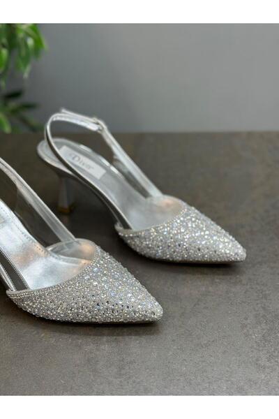 DİVA Γυναικεία Παπούτσια με Ασημένια Πέτρα και Τακούνι SİLVA