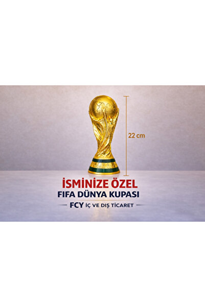 CEREN YÜCEL Kişiye Özel Isim Baskılı 22 Cm Boy Fifa Dünya Kupası Gold Kaplama...