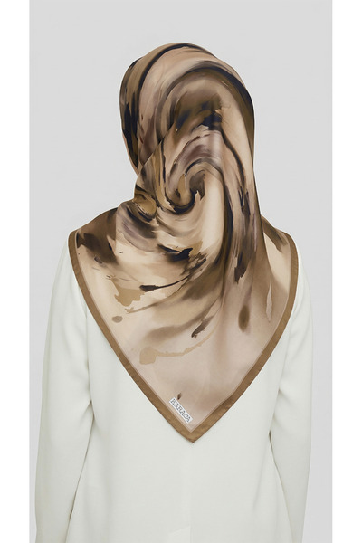 Karaca Flowing Pattern Rayon Scarf - Brown