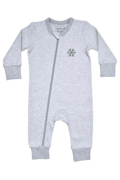 OrganicKid Gray Star Bebek Gri Fermuarlı Tulum