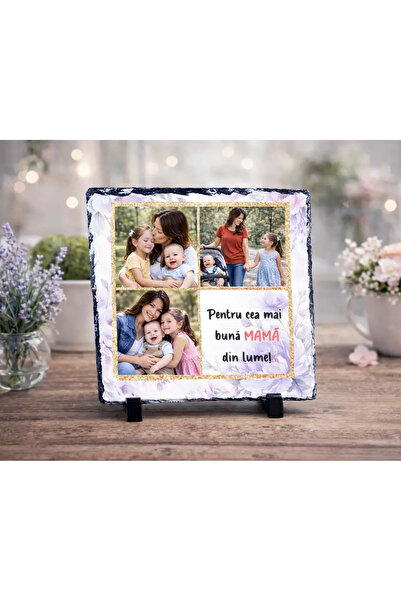 peGiftuiala Placă Ardezie Personalizată Colaj 3 Poze – Cadou pentru MAMA