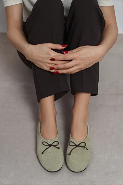 NİŞANTAŞI SHOES Γυναικείες μπαλαρίνες Reyna ανοιχτό πράσινο από γνήσιο δέρμα ...