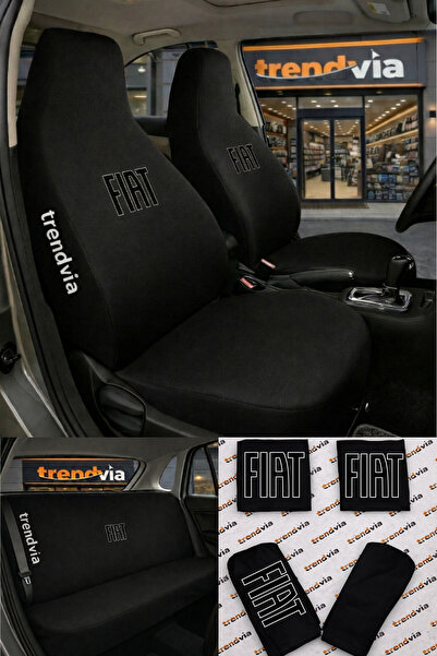 trivexa Fiat Logolu Oto Koltuk Kılıfı Ön Arka Set – Penye Likralı Universal K...