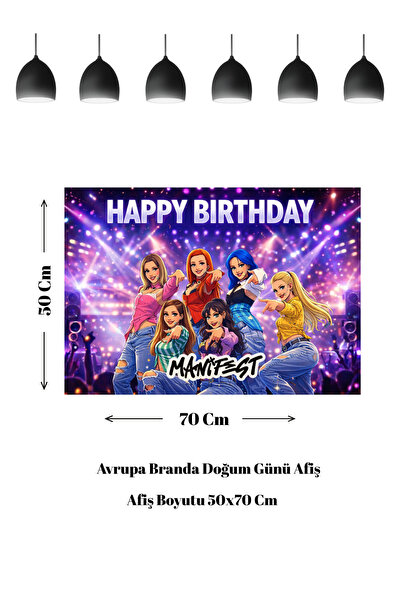 HAPPYLOOPPARTY Πανό γενεθλίων με θέμα το Manifest Manifest Girls 50x70 εκ.