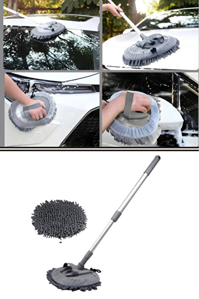 Flora F276 Mikrofiber Araç Temizleme Mop Seti - 104 cm Oto Teleskopik Sap + 2...
