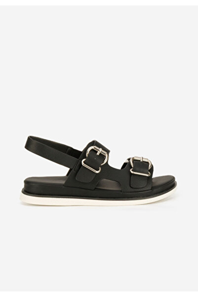 B T Shoes Μαύρα σανδάλια Σεμένια με χοντρή σόλα