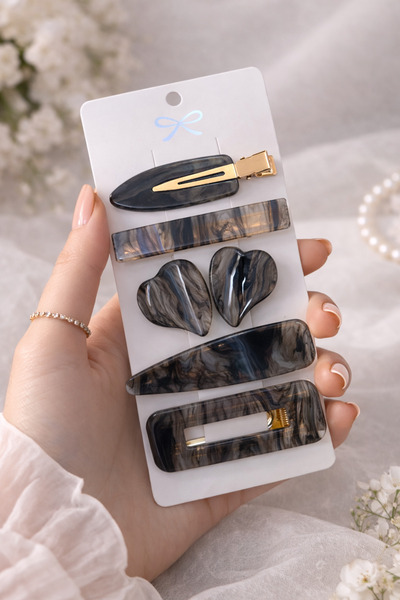 PABALAS Σετ 5 ακρυλικών κλιπ μαλλιών – Κομψά κλιπ μαλλιών με επιλογές χρωμάτω...