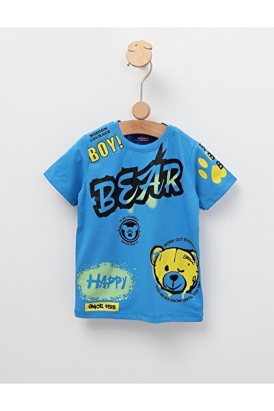 MiniKids Tricou Happy Bear, model albastru